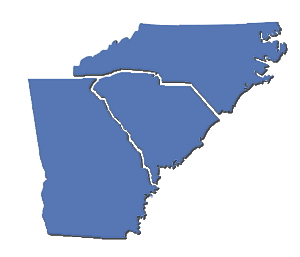 three-state map of NC, SC, and GA