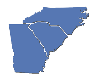 three-state map of NC, SC, and GA